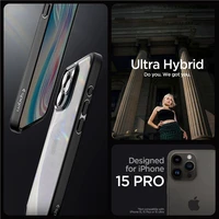 Spigen Crystal Hybrid iPhone 15 Pro dėklas - juodas