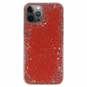 Skaidrus dėklas telefonui Iphone 12 Pro Max Raudonas