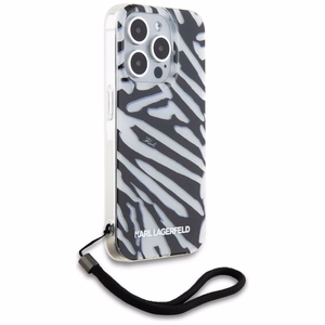 Karl Lagerfeld IML Zebra rašto ir virvelės dėklas telefonui iPhone 15 Pro Max - juodas