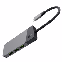 žalias CELL HUB USB-C ADAPTER GC CONNECT 7W1 (3XUSB 3.1, HDMI 4K 60HZ, USB-C PD 85W, MICROSD/SD)