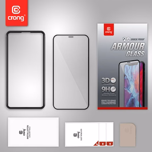 Crong 3D Armor Glass 9H grūdintas apsauginis ekrano stiklas, skirtas iPhone 12 Pro Max su antibakterine apsauga, su montavimo rėmeliu