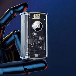 WEKOME WP-345 Vanguard Series išorinė baterija, 10000 mAh, PD 20 W + QC 22,5 W, su integruotais USB-C ir Lightning laidais, juoda