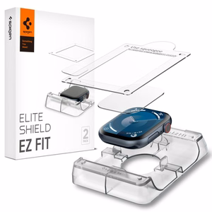 Spigen Elite Shield „EZ FIT“ hibridinis stiklas 2-PACK Apple Watch 10 (42MM) - skaidrus