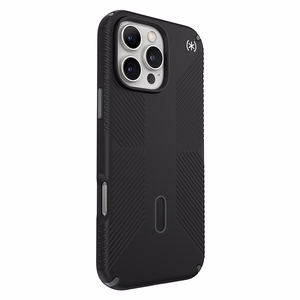 Speck Presidio2 Grip ClickLock & MagSafe dėklas, skirtas iPhone 16 Pro Max, juodas / skalūno pilkas / baltas