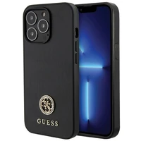 Guess GUHCP13XPS4DGPK iPhone 13 Pro Max 6.7" juodas kietas dėklas su Strass metaliniu logotipu