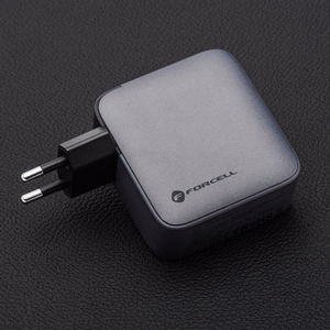 FORCELL F-ENERGY GaN VT-46 pilkas kelioninis įkroviklis 3 x Type C + USB A PD QC4.0 5A 100W su PD