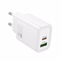Įkroviklis Hoco N61 (1xUSB-C;1xUSB 20W) baltas