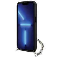 Karl Lagerfeld KLHCP14SSACKLHPK iPhone 14 6.1" juodas/juodas hardcase Saffiano Monograma Grandinė