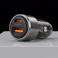 Blavec Automobilinis įkroviklis BS-05B-C Nitro - USB + Type C - QC 3.0 18W PD 65W su Type C to Type C cable (CCBS05BCN-UCB) juodas