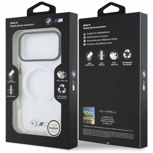 BMW M IML Shockproof Metal Logos MagSafe Dėklas for iPhone 17 Pro Max - skaidrus