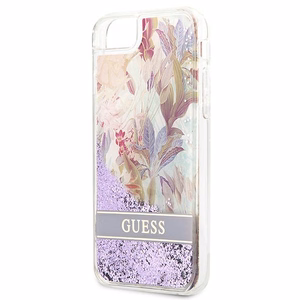 Чехол Guess Flower Liquid Glitter для iPhone SE 2022 / SE 2020 / 7 / 8 - фиолетовый
