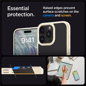 Spigen Crystal Hybrid dėklas telefonui iPhone 15 Pro Max - skaidri smėlinis