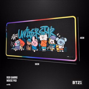 BT21 XXL žaidimų stalo kilimėlis su LED apšvietimu, 90 × 40 cm