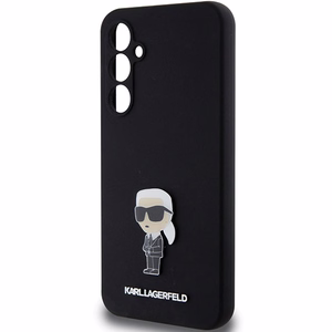 Karl Lagerfeld silikoninis Ikonik Metal Pin dėklas telefonui Samsung Galaxy S23 FE - juodas
