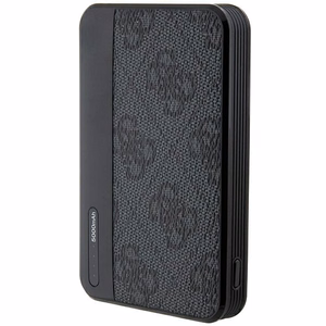 Guess Išorinė baterija 15W GUPB5LP4GEGK 5000mAh juoda/juoda 4G Odinis Metalinis Logotipas
