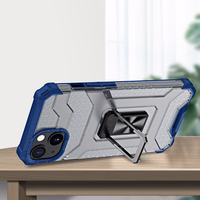 Permatomas žiedinis dėklas su stovu, tvirtas ir atsparus smūgiams, skirtas iPhone 12 mini, mėlynas