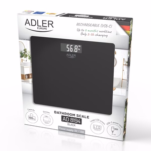 Перезаряжаемые напольные весы ADLER AD 8194b с USB-C, чёрные