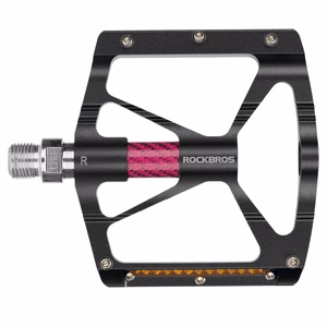 Rockbros K307PT aliumininiai platforminiai dviračio pedalai su atšvaitais – juodi
