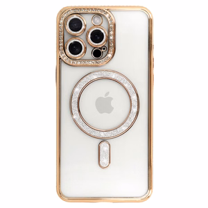Bling Magnetinis dėklas telefonui Iphone 14 Pro auksinis