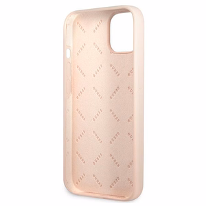 Guess GUHCP13MSLTGP iPhone 13 6.1" rožinis kietas dėklas silikoninis trikampis