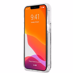 Karl Lagerfeld Skystas blizgučiai Karl&Choupette dėklas telefonui iPhone 13 Pro Max 6.7" - sidabrinis