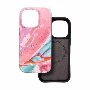 FORCELL F-PROTECT Mirage, karinio lygio dėklas su MagSafe, suderinamas su IPHONE 15 rožinis marmuras