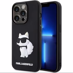 Karl Lagerfeld KLHCP14L3DRKHNK iPhone 14 Pro 6.1" Kietasis dėklas (m) - juodas (m) Rubber Choupette 3D