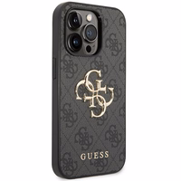Guess GUHCP15L4GMGGR iPhone 15 Pro 6.1" pilkas/pilkas kietas dėklas 4G Didelis Metalinis Logotipas
