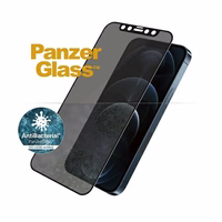 PanzerGlass E2E Super+ Microfracture antibakterinis grūdintas stiklas iPhone 12 Pro Max – su juodu rėmeliu