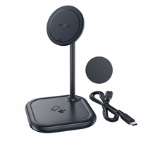 "Acefast" 15 W "Qi" belaidis įkroviklis "iPhone" (su "MagSafe") ir "Apple AirPods" stovo laikiklis Magnetinis laikiklis Pilka (E6 pilka)