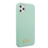 Guess GUHCN65LSLMGG iPhone 11 Pro Max žalias kietas dėklas Silikoninis Vintage Gold Logo