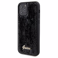 Guess Sequin Script Metal dėklas telefonui iPhone 12/12 Pro - juodas