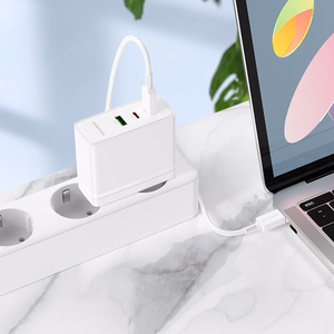 Borofone sieninis įkroviklis BN11 Imperial - USB + 2xType C - QC 3.0 PD 100W su Type C į Type C kabeliu baltas