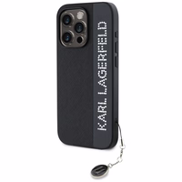Karl Lagerfeld Saffiano su kristalais ir žavesio dėklas telefonui iPhone 15 Pro Max - juodas
