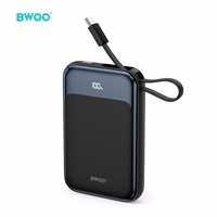 BWOO PD 20W 10000 mAh Išorinė baterija With Usb-c Laidas and Ekranas P80 auksinis