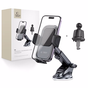 Tech-Protect V6 automobilinis telefono laikiklis prietaisų skydeliui / oro angai - juodas