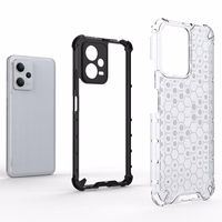 Honeycomb dėklas telefonui Xiaomi Redmi Note 12 5G / Poco X5 5G šarvuotas hibridinis dangtelis juodas