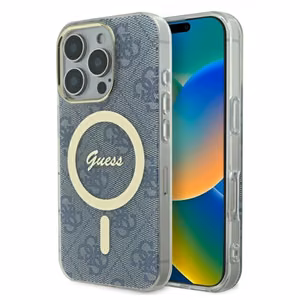 Guess IML 4G Magnetinis dėklas telefonui iPhone 16 Pro - mėlynas