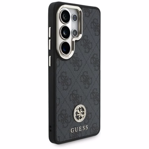 Guess 4G Big Rhinestone Triangle Strap MagSafe dėklas + dirželis Samsung Galaxy S26 Ultra juodas