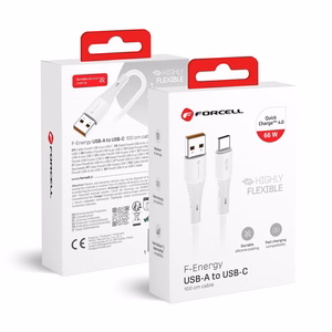 Cable USB A to USB C Forcell F-Energy QC4.0 3A 66W Silicone 1 m C342 white