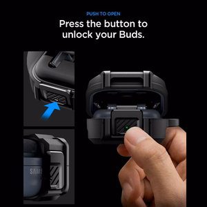 Spigen Lock Fit dėklas Samsung Galaxy Buds 4 / 4 Pro - Matte juodas