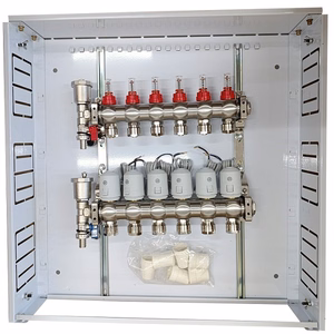 Grindinio šildymo kolektorius 6 kontūrų su terminėmis pavaromis NC AC230V ir debitomačiais