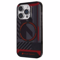 Audi IML Sportinis Magnetinis dėklas telefonui iPhone 14 Pro 6.1" juodas/juodas kietas dėklas AU-IMLMIP14P-RSQ/D2-BK