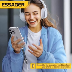 Adapteris Essager Dual String2 juodas (In: Male Type-C / Out: Female 2xType-C)
