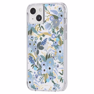 Rifle Paper Clear MagSafe dėklas, skirtas iPhone 14 Plus, „Garden Party Blue“ rašto