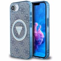 Guess IML Metal Glitter 4G Circle Triangle Magnetinis dėklas telefonui iPhone 16e - mėlynas