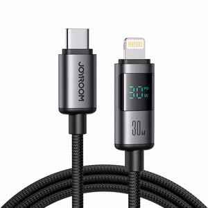 Joyroom S-A16 Pro Prism serijos 30W USB-C - Lightning kabelis su ekranu 1,2 m - juodas