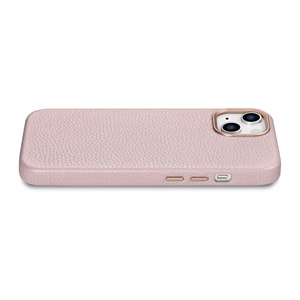 iCarer Litchi Premium odinis dėklas iPhone 14 Plus Magnetinis odinis dėklas su MagSafe Rožinis (WMI14220711-PK)