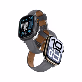 AmazingThing Klasikinis odinis dirželis laikrodžiui Apple Watch 45 / 46 / 49 mm - pilkas