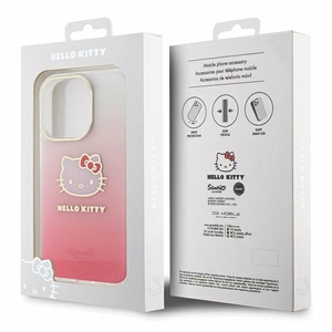 Hello Kitty IML gradiento elektropinis katės galvos dėklas telefonui iPhone 14 Pro - rožinis